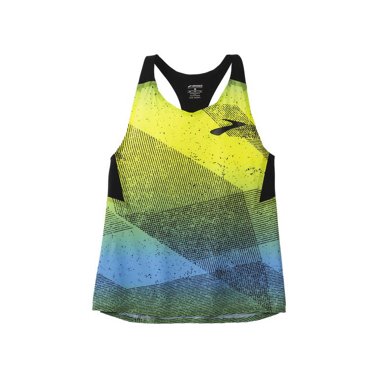 Brooks Elite - Womens Running Tank Top - Mavericks Lightning Print/Greenyellow (60942YDLS)